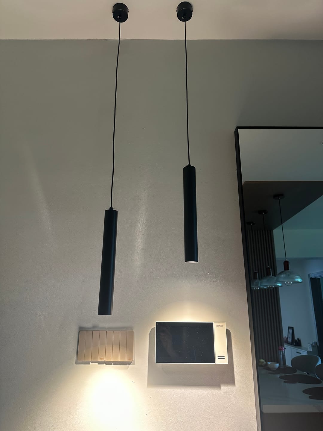 Customer photo review of Simplicity Tube LED Hanging Lamp Metal Bedside Suspension Pendant Light in Black