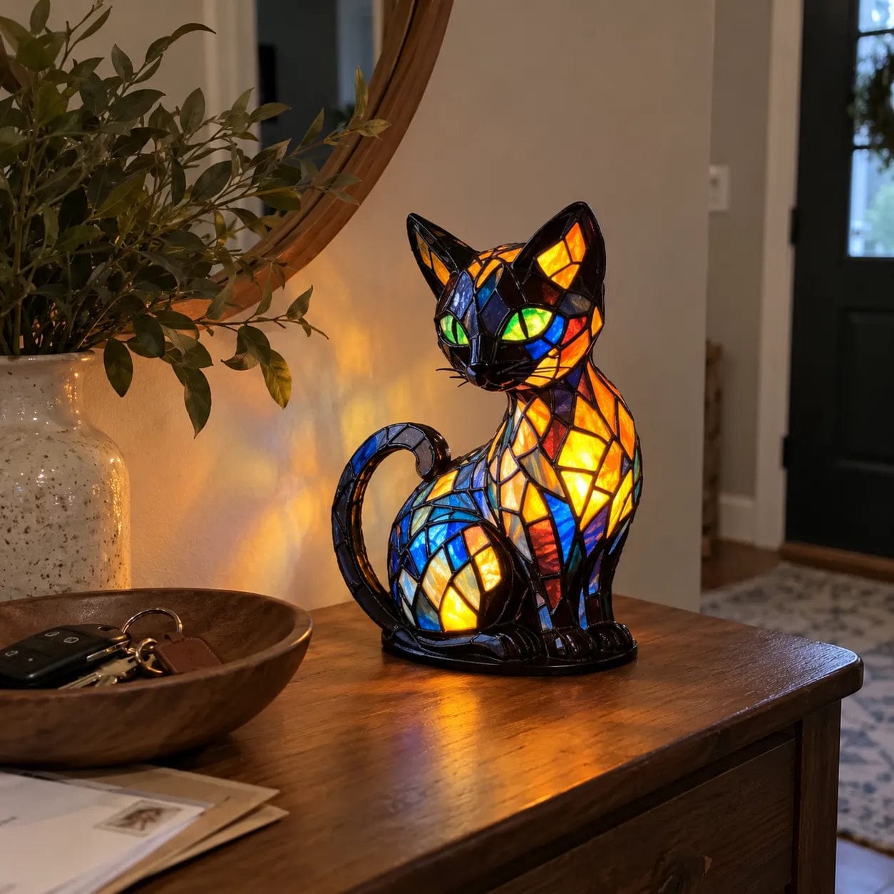 Customer photo review of Luminous cat – handmade lamp that makes hearts shine