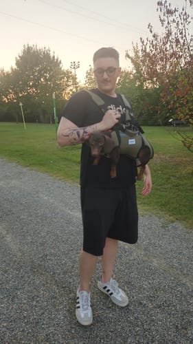 Customer photo review of Double Shoulder Carrier Backpack