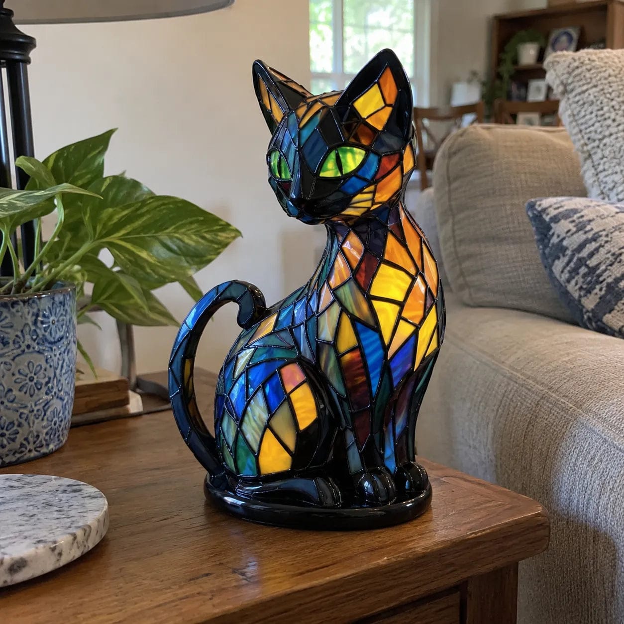 Customer photo review of Luminous cat – handmade lamp that makes hearts shine