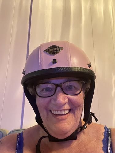 Customer photo review of Retro Leather Half Helmet