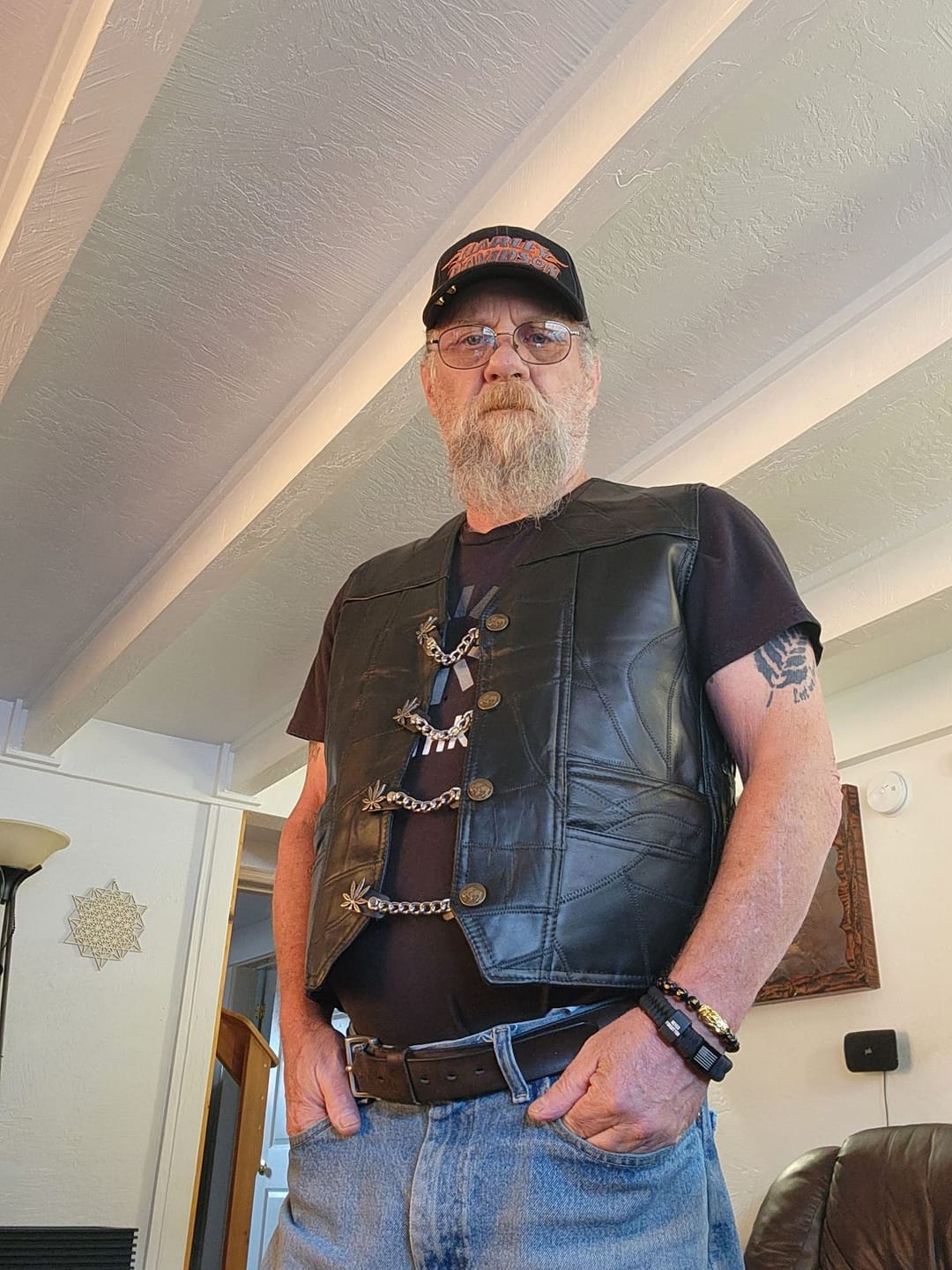 Customer photo review of Classic Leather Biker Vest