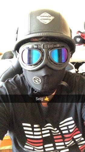 Customer photo review of German Leather Half Helmet - Vintage Black