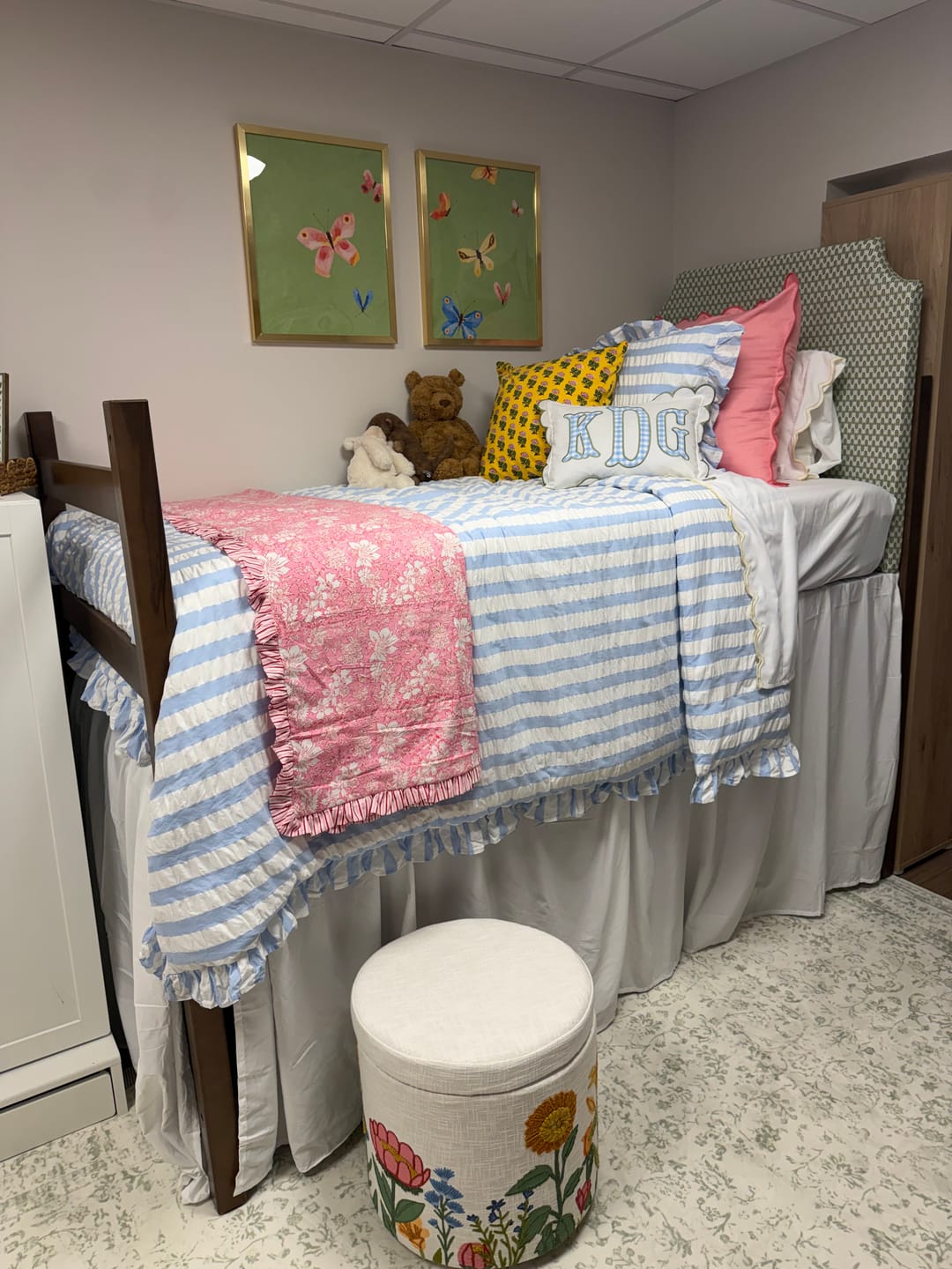 Customer photo review of Baby Blue Seersucker Duvet Cover with Ruffle