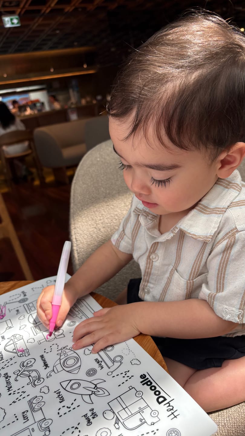 Customer photo review of Toot Toot Honk Classic Colouring & Doodle Mat