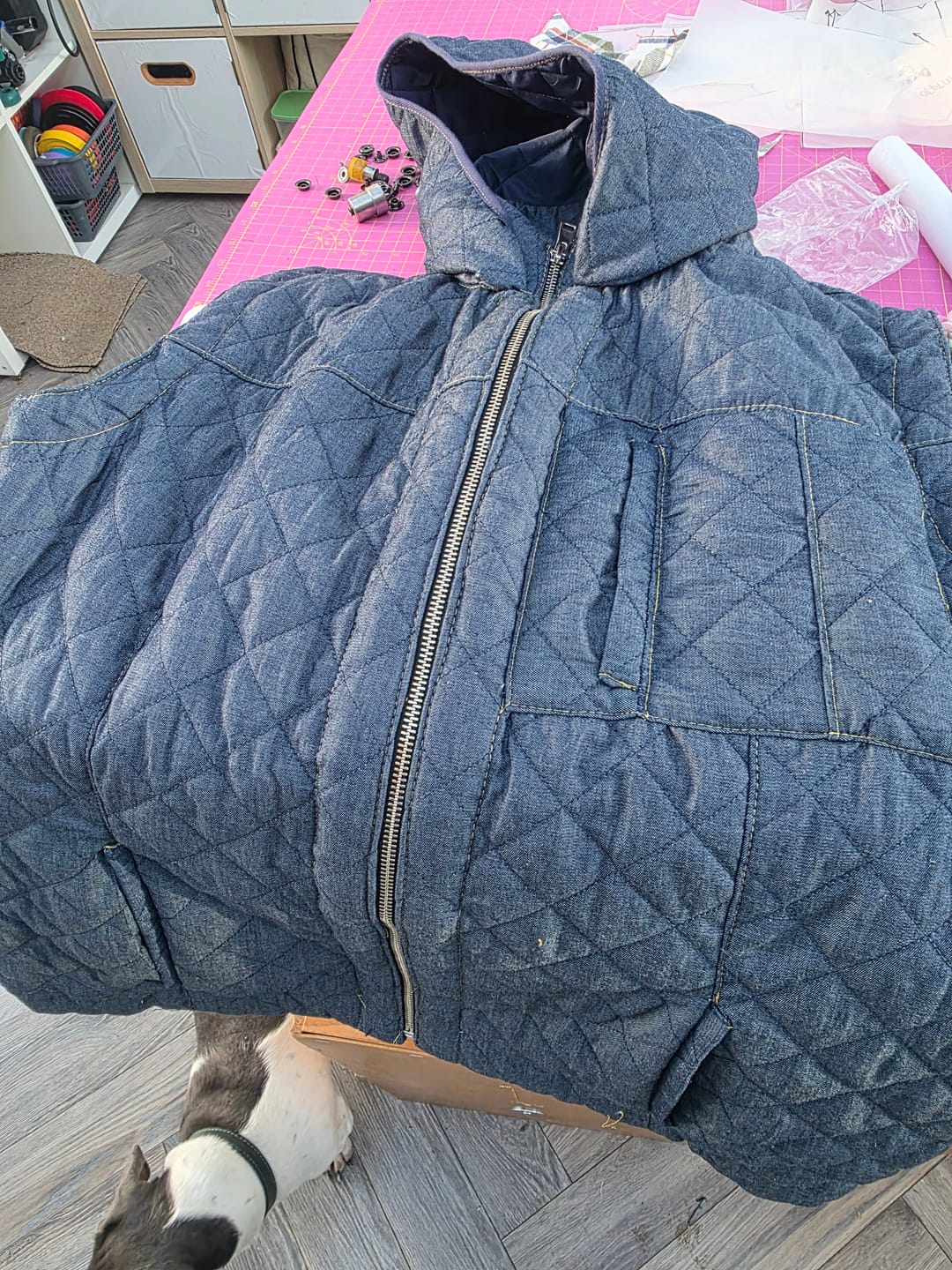 Customer photo review of Diamond Quilted Cotton Denim Fabric