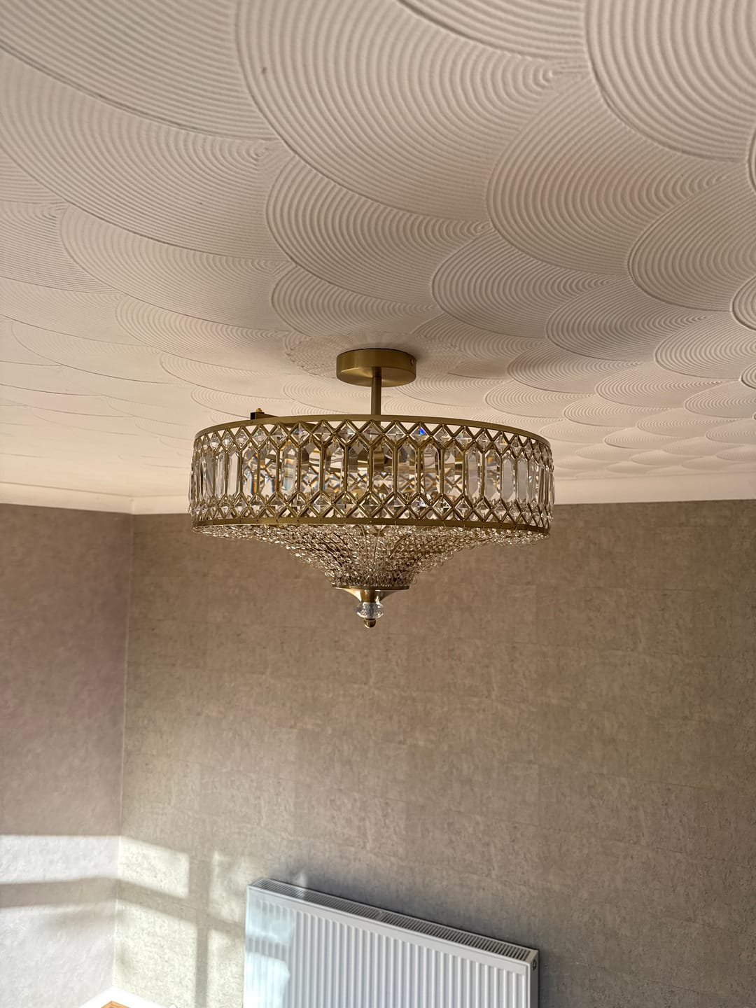 Customer photo review of Carved Crystal Drum Semi Flush Mount
