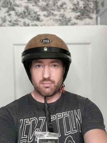 Customer photo review of Retro Leather Half Helmet