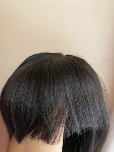 Customer photo review of Vietnamese Super Double Drawn Bone Straight 10" Natural Black Bob Wig