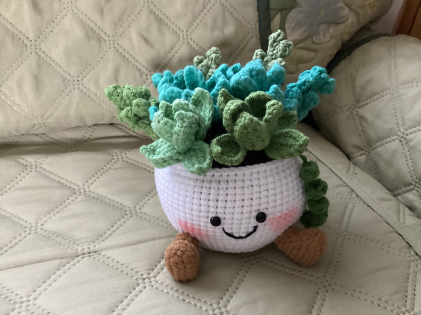 Customer photo review of Handmade Crochet Plant in Cute Pot – Crochet Flowers, Desk Decor, Mother’s Day, Birthday, Friendship & Anniversary Gift