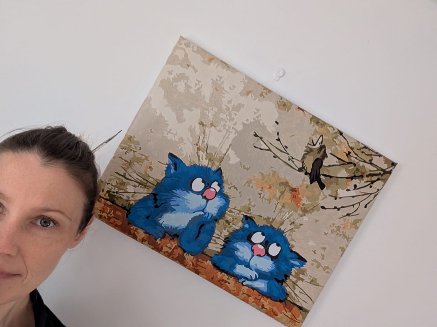 Customer photo review of Two Blue Cats | Paint by Numbers
