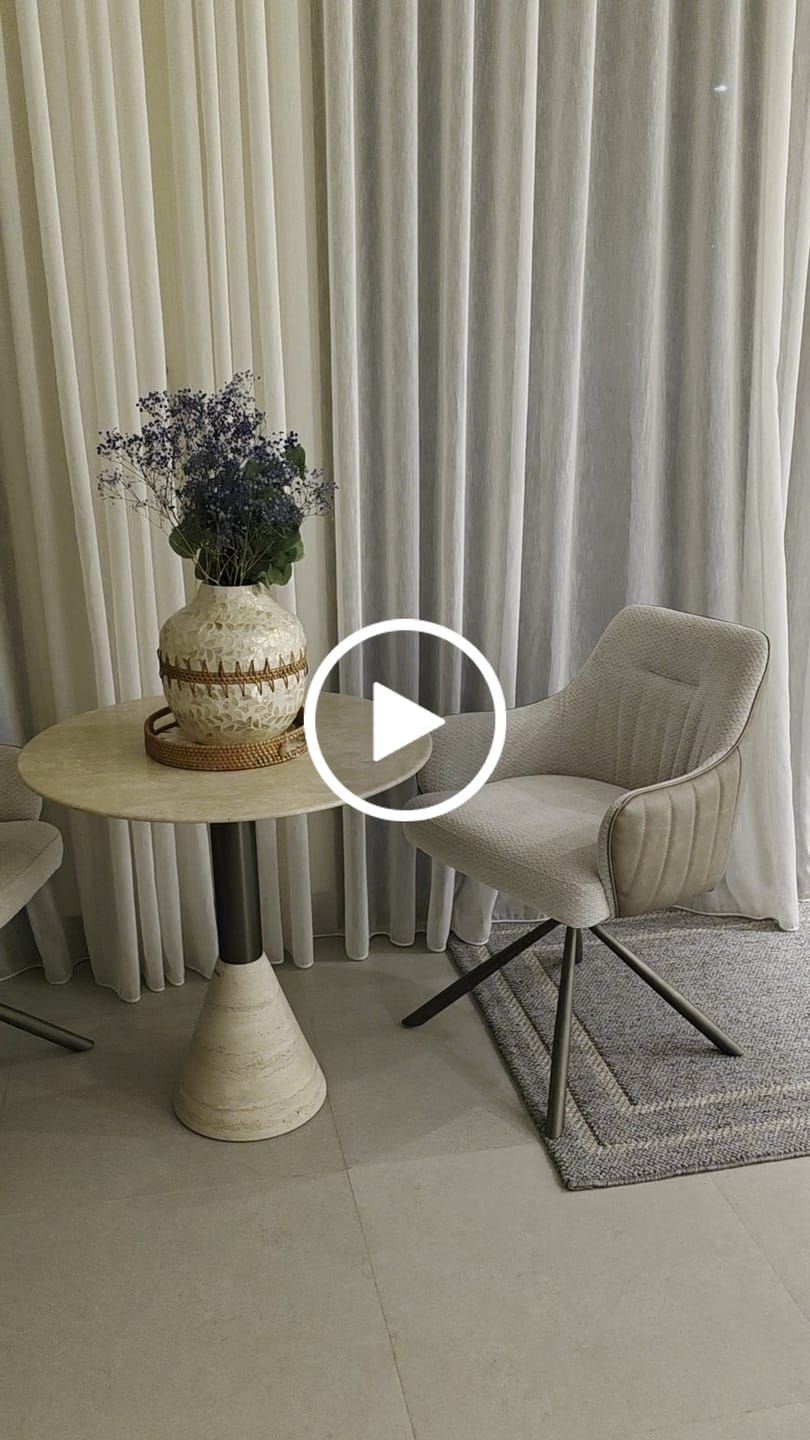 Customer video review of Madridl Travertine Marble Dining Table ST8644-70A-Gun black
