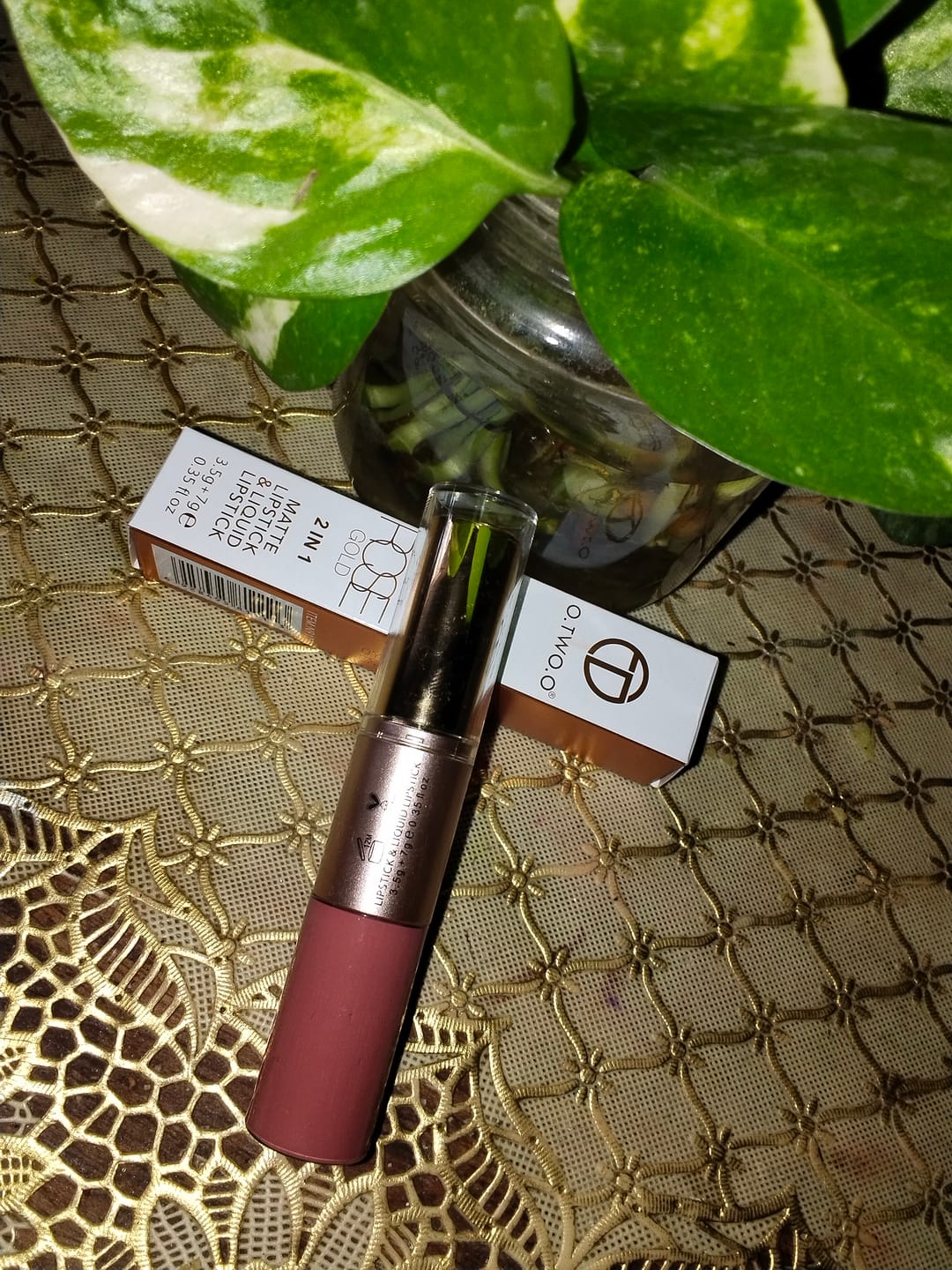 Customer photo review of O.TWO.O ROSE GOLD 2 IN 1 LIPSTICK AND LIPGLOSS