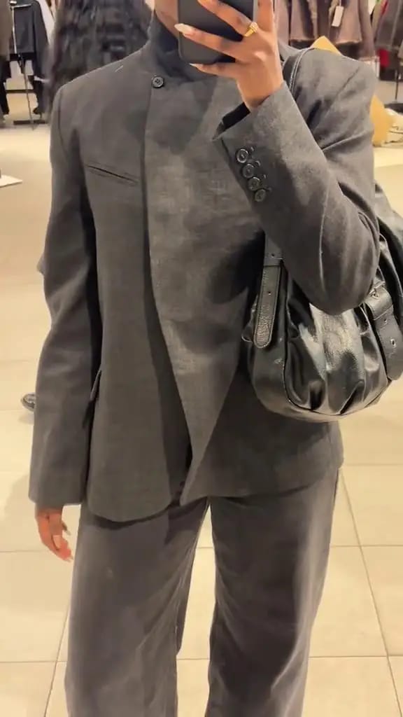 Customer photo review of Esther Vintage Asymmetric High Neck Blazer