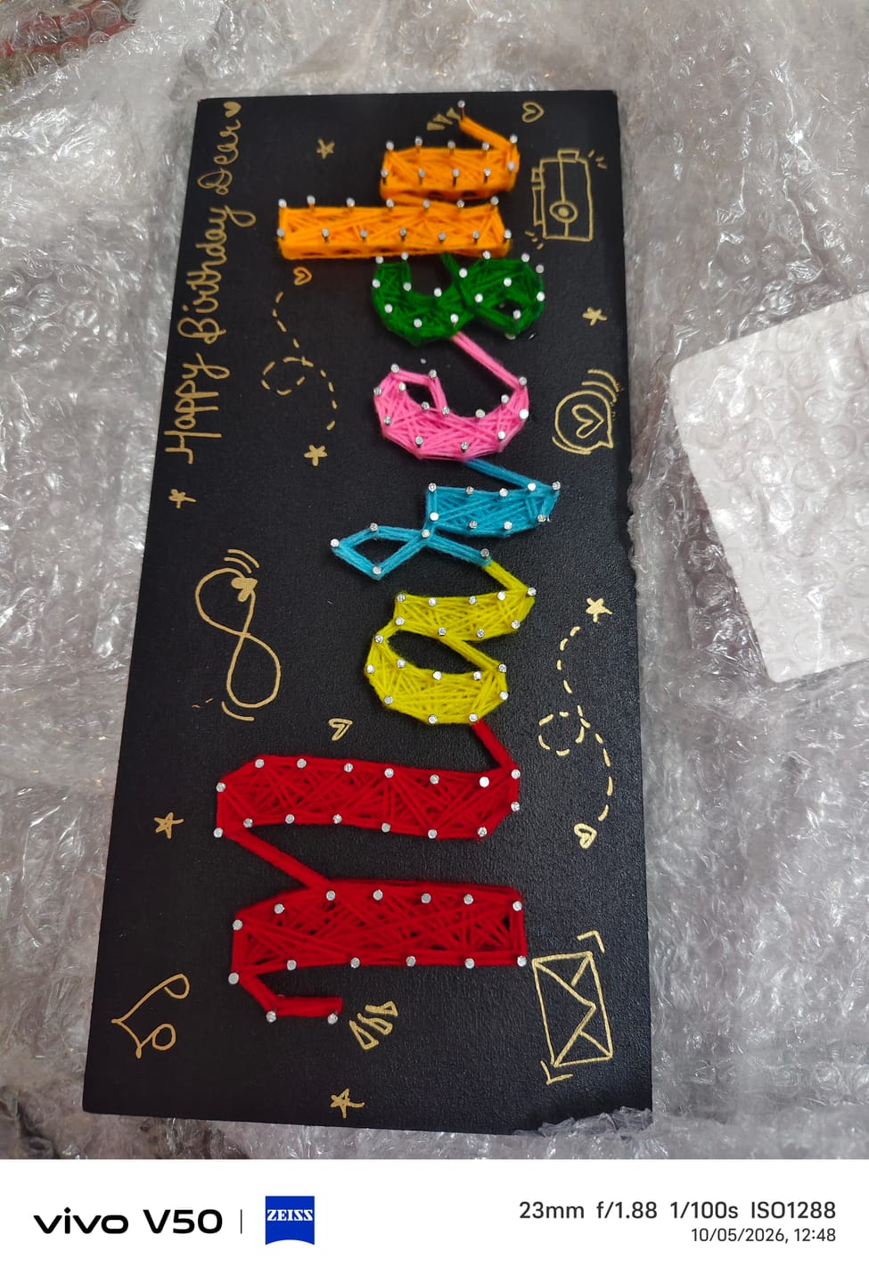 Customer photo review of Artsy- Customised Mini Nameplate String Art