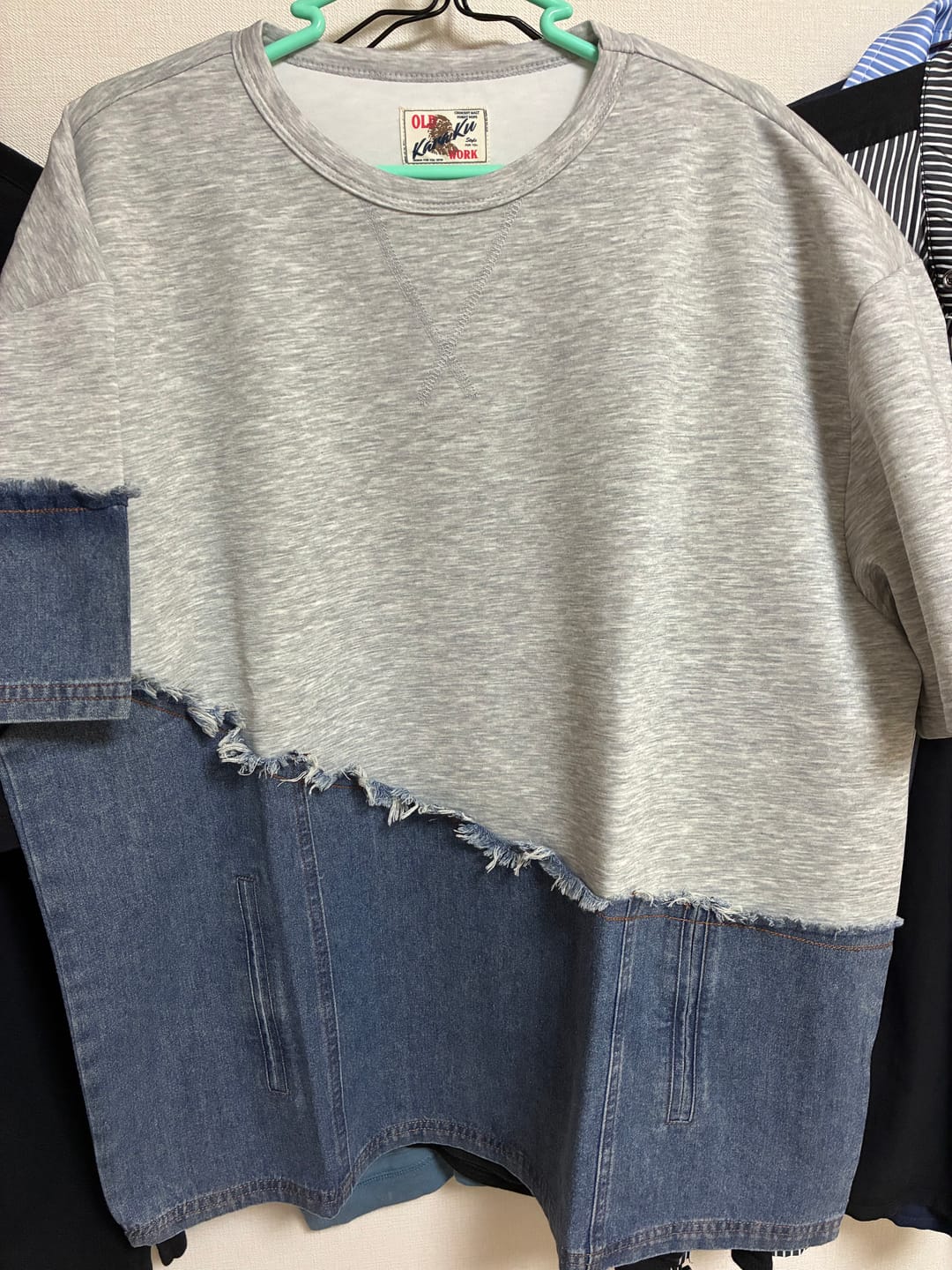 Customer photo review of 再構築　 デニムｘダンボールニット切替アシンメトリーTee