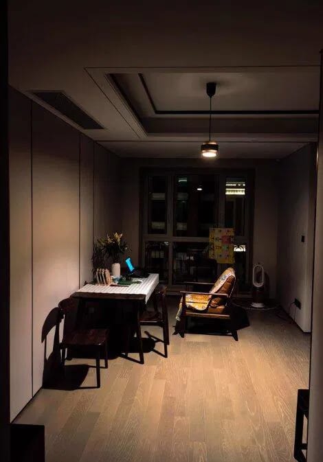 Customer photo review of Stone and Wood Cylinder Pendant Light