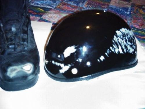 Customer photo review of Smallest Beanie Helmet - Skull Retro