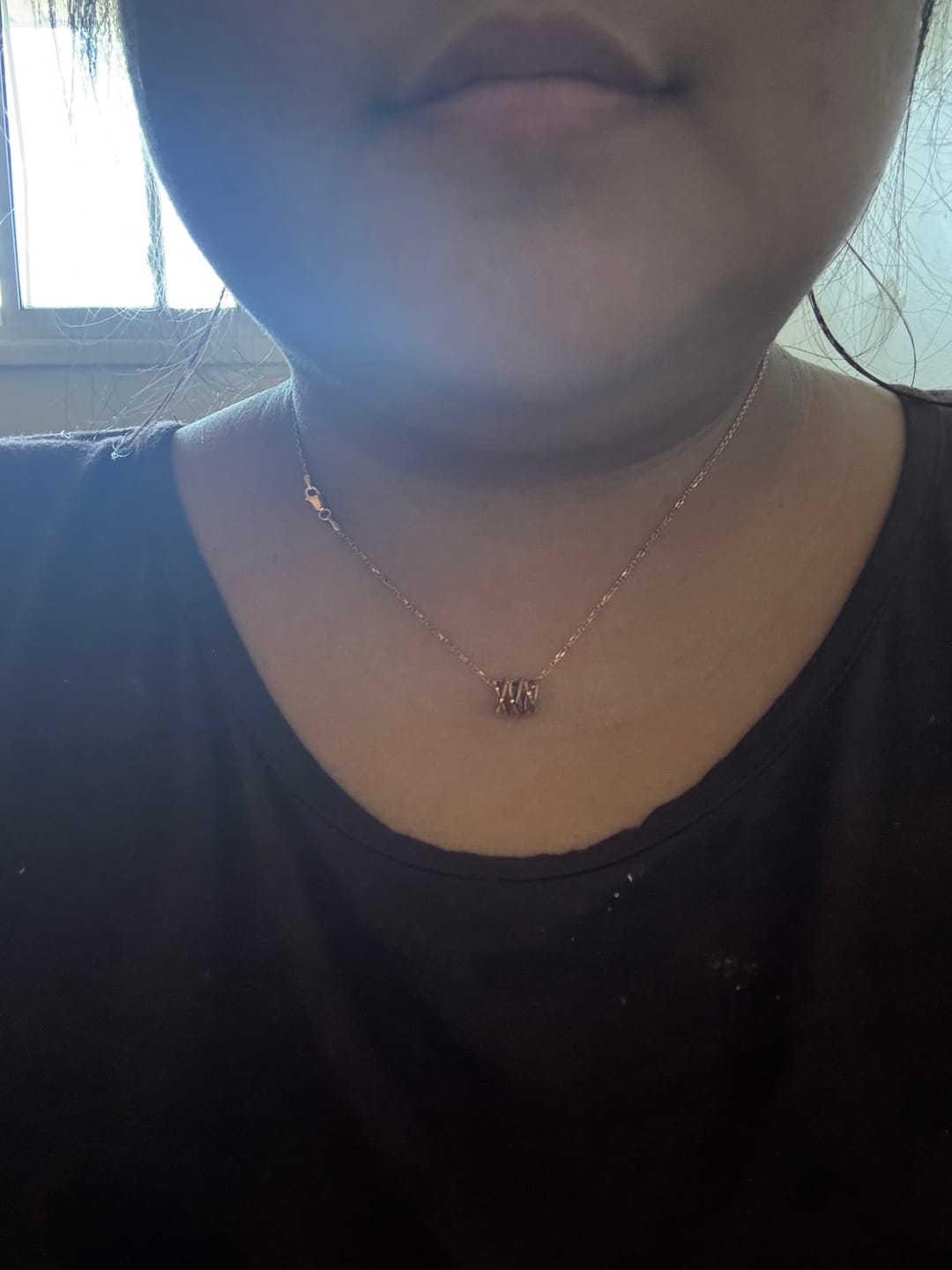 Customer photo review of Dolce Rose Gold Guitar String Necklace