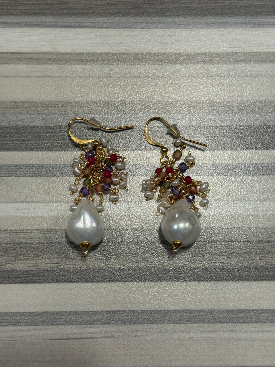 Customer photo review of Pearl Gossamer Earrings