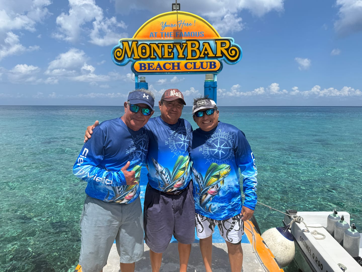 Customer photo review of Personalized Mahi Mahi, Wahoo, Tuna Blue Performance Fishing Shirt, compass offshore tournament Shirts NQS5866