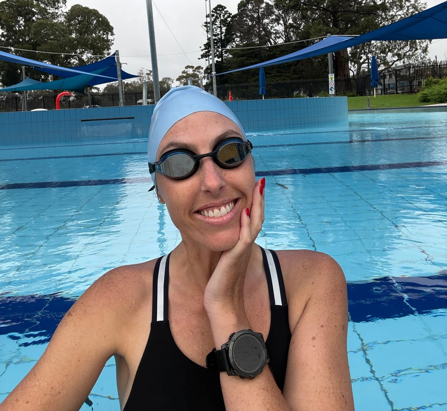 Customer photo review of NanoClear™ Ghost Swim Goggles Tinted Mirror - (Black)