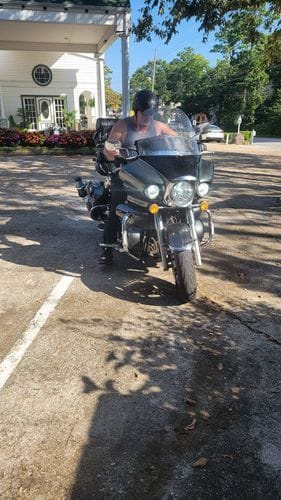 Customer photo review of Retro Leather Half Helmet - Retractable Visor