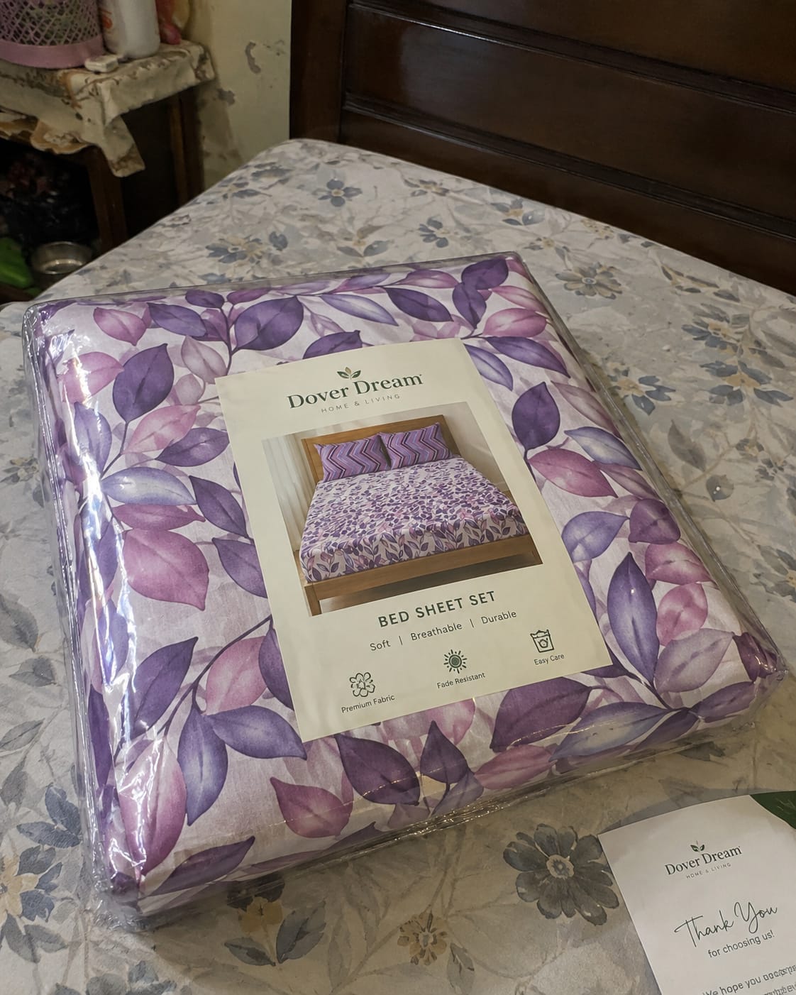 Customer photo review of Lavender Bloom 3 PCs Printed Bedsheet