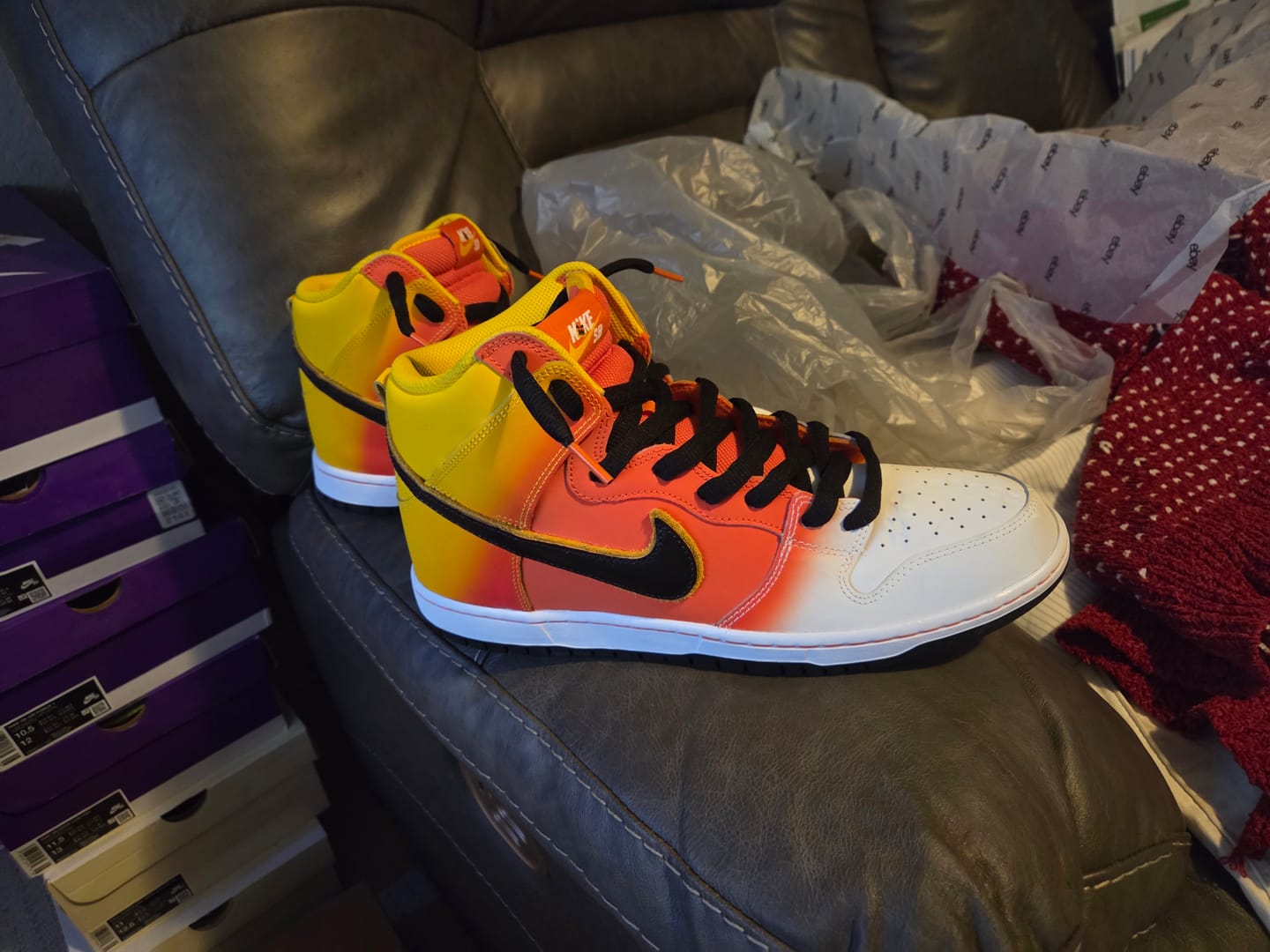 Customer photo review of SB Dunk High Sweet Tooth Candy Corn SIZE