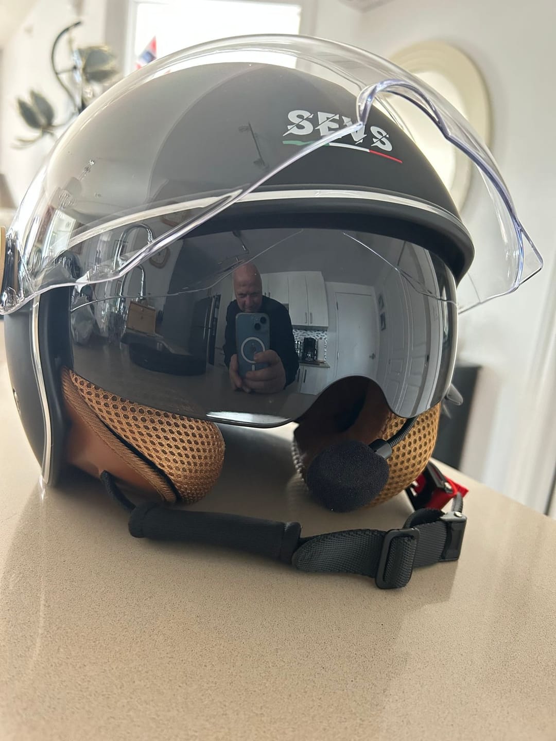 Customer photo review of RetroRide Smart Bluetooth Open-Face Motorcycle Helmet with Dual Sun Visors