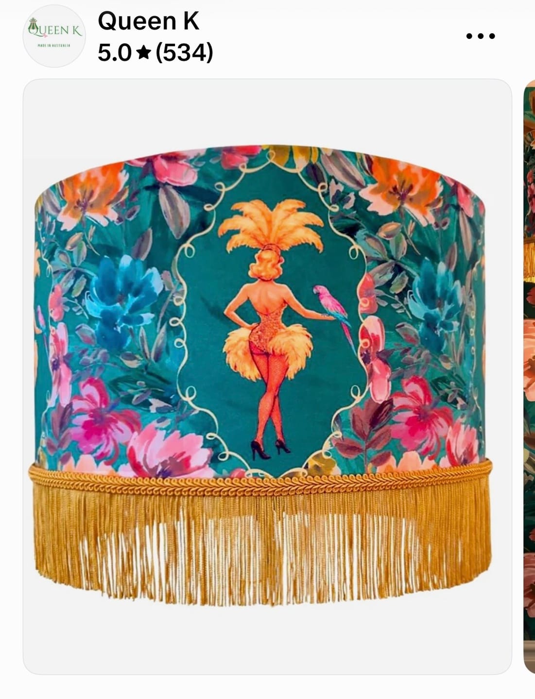 Customer photo review of Lulu LaRue Fringed Lampshade