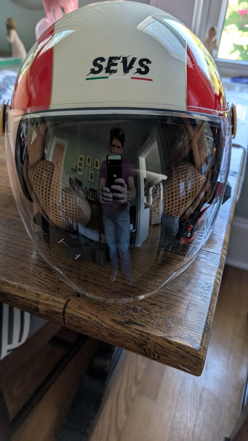 Customer photo review of RetroRide Smart Bluetooth Open-Face Motorcycle Helmet with Dual Sun Visors