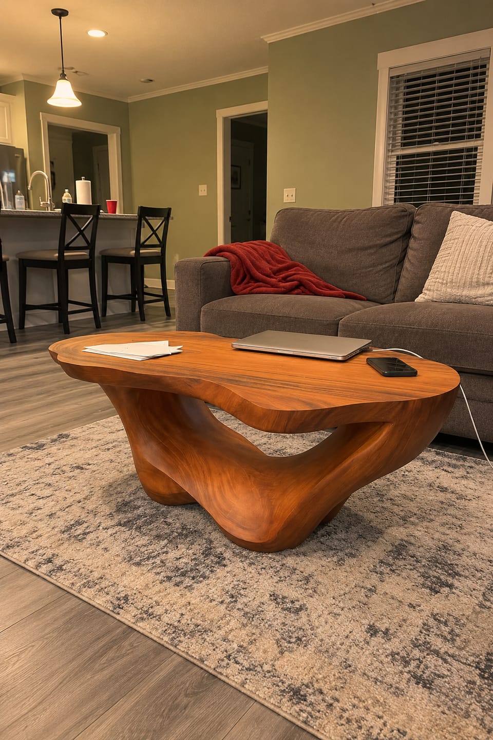 Customer photo review of Luxury Solid Wood Sculptural Coffee Table – Organic Living Room Table