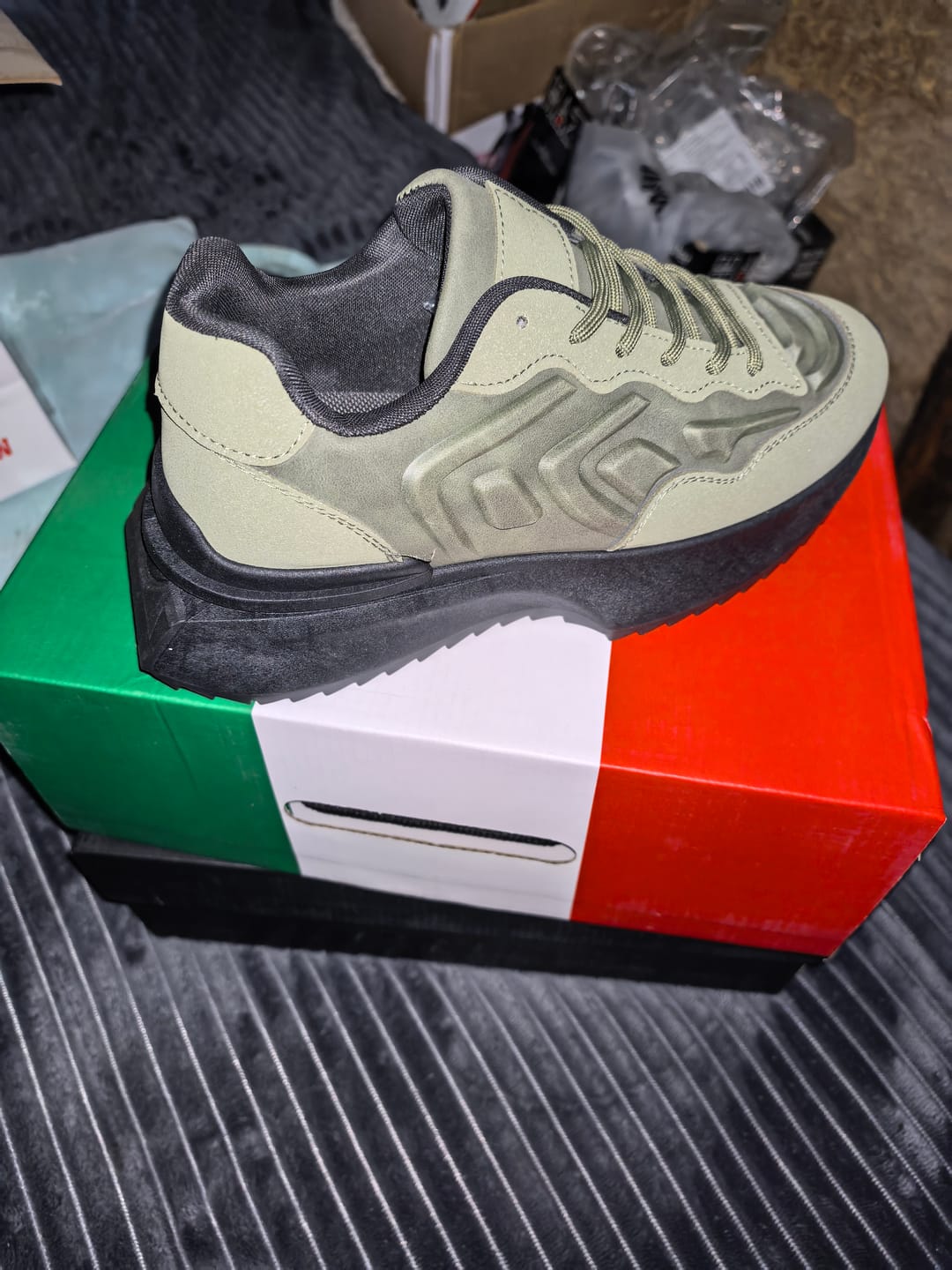 Customer photo review of Mazerata Rocco 2 Faux Nubuck / Faux Suede Sneaker - Olive