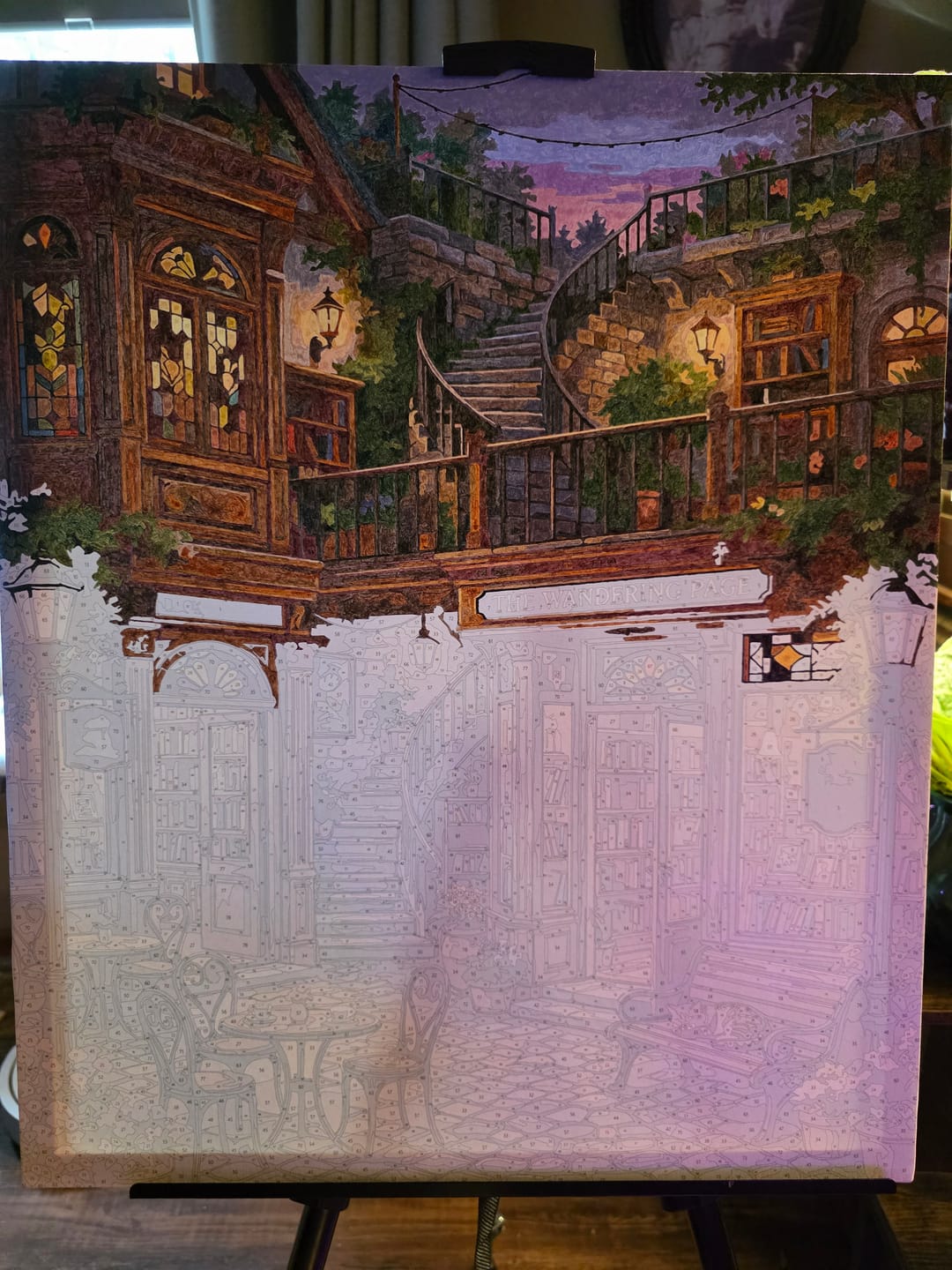 Customer photo review of Cozy Bookshop Coffee Garden (80 Color Paint by Numbers)