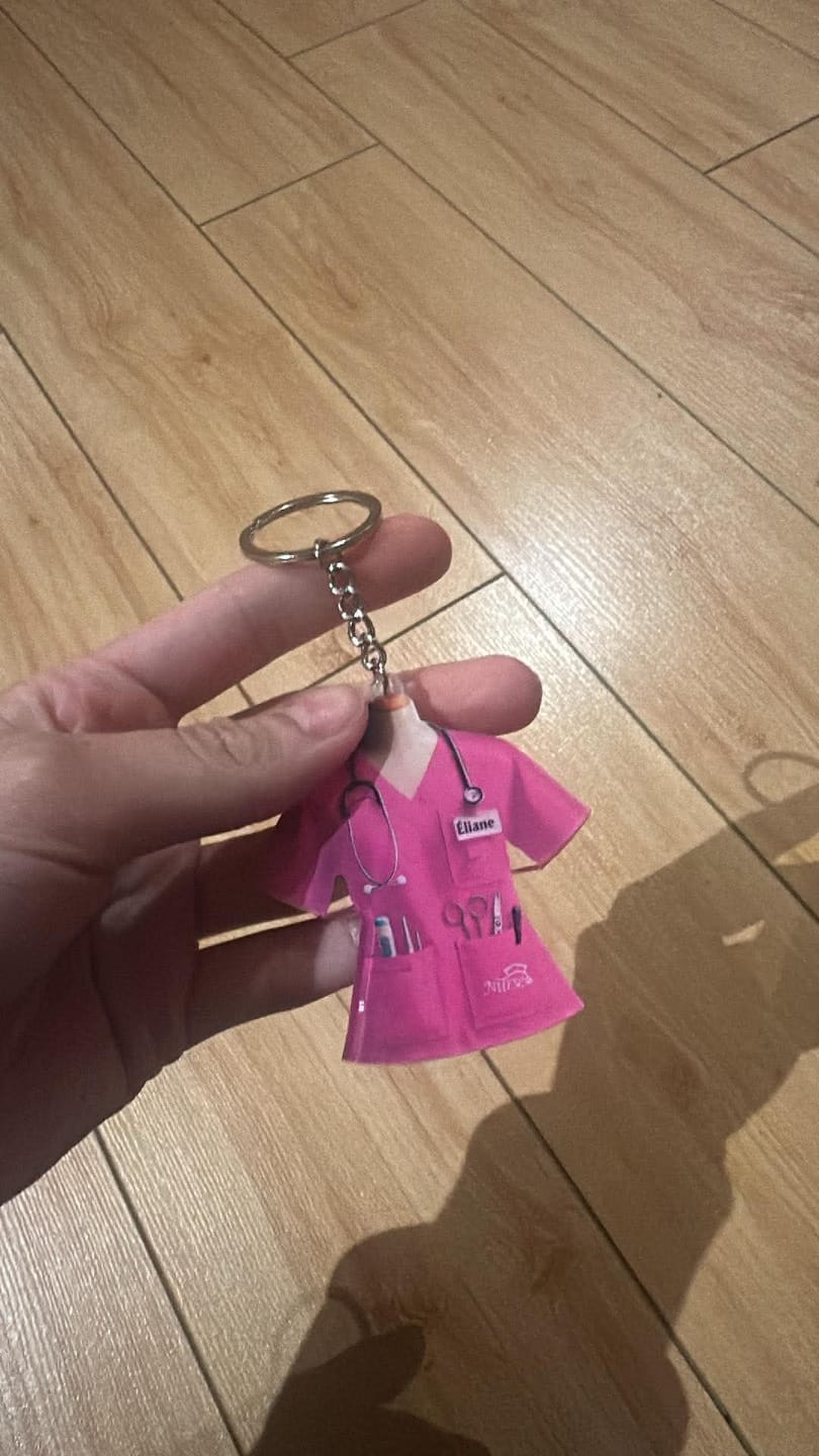 Customer photo review of Nurse Uniform Custom Name Personalized Keychain