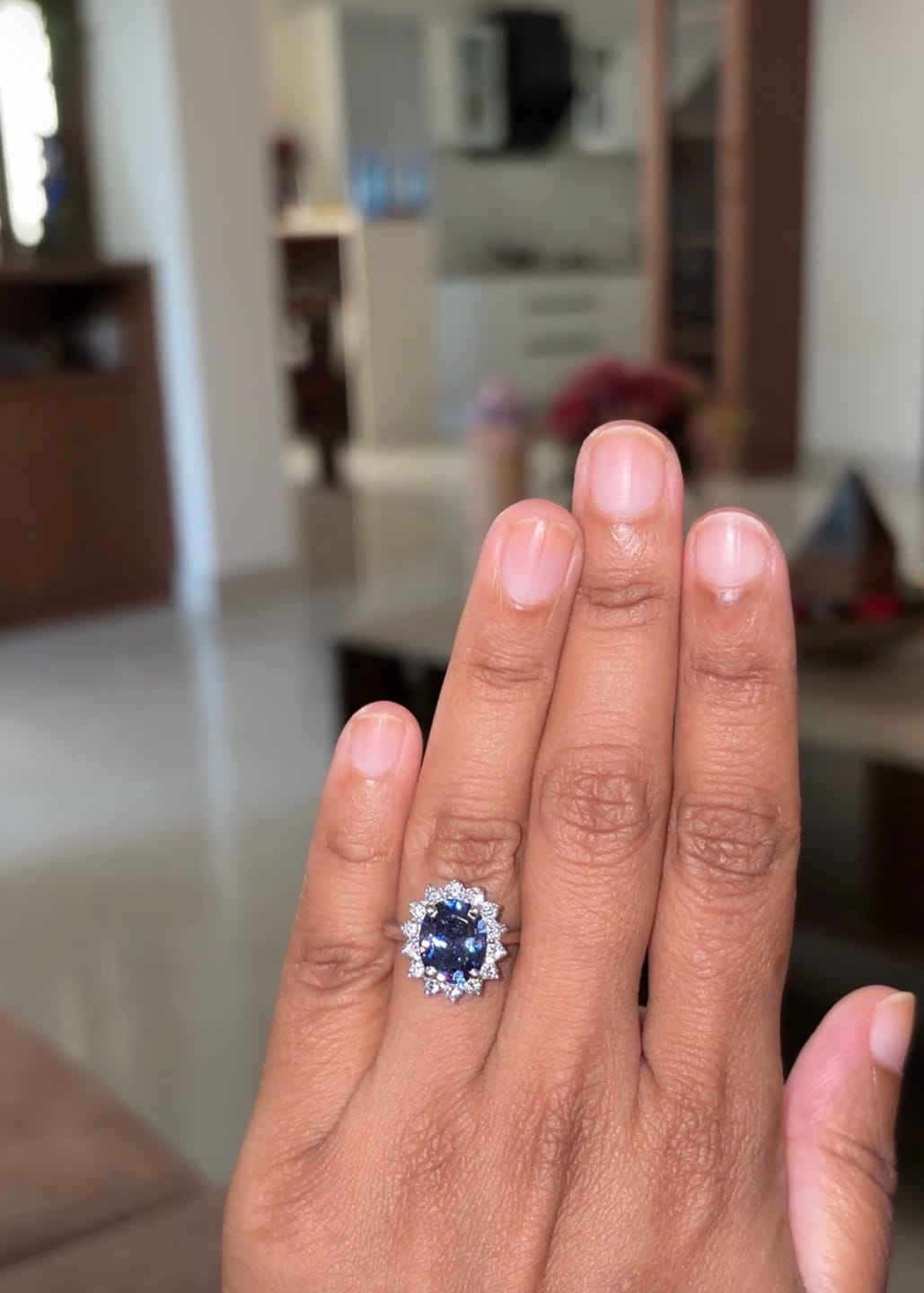 Customer photo review of 3.2Ct Princess D's Oval Solitaire Silver Ring