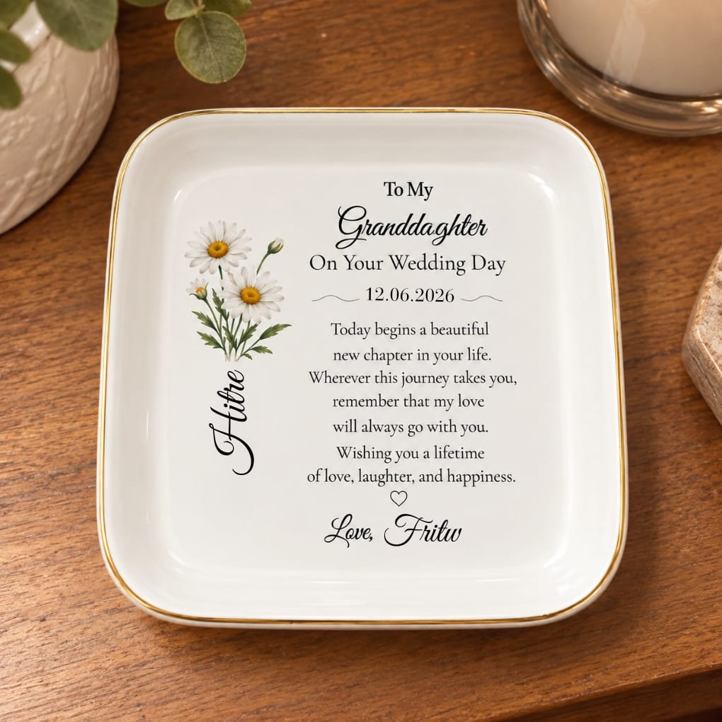 Customer photo review of Personalized Granddaughter Wedding Jewelry Dish