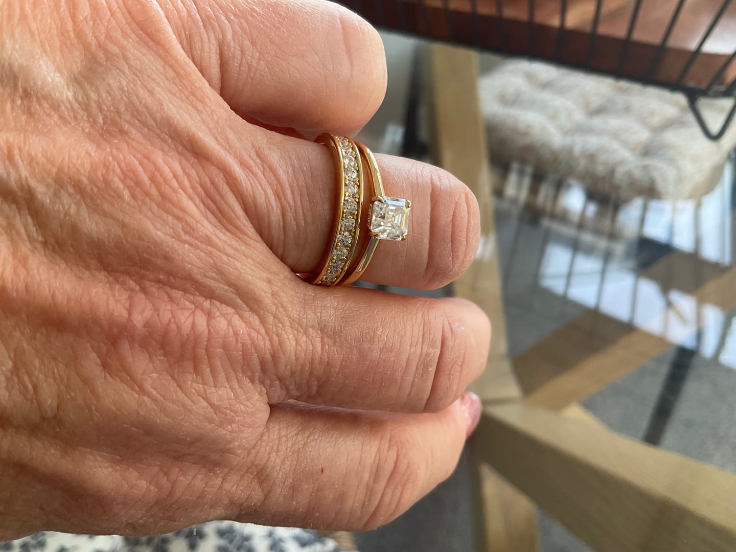 Customer photo review of 1ct Round Moissanite Full Eternity Ring | 18K Gold Dazzle Ring