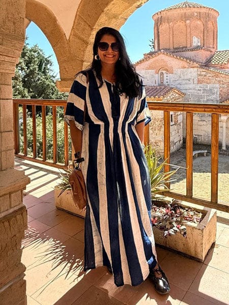 Customer photo review of Jannat Indigo Kaftan Maxi Dress
