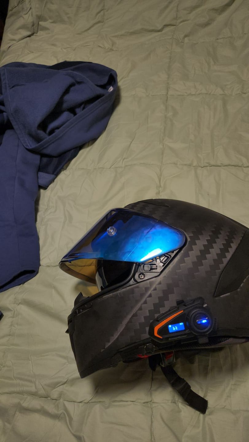 Customer photo review of K3 Carbon Fiber Helmet - Bluetooth Headset