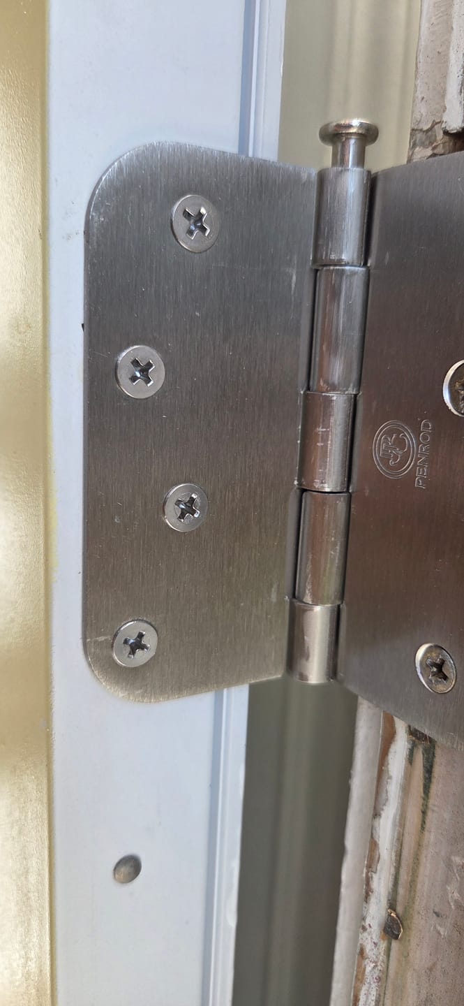 Customer photo review of Exterior Hinge - Masonite Hole Pattern (3 pieces)