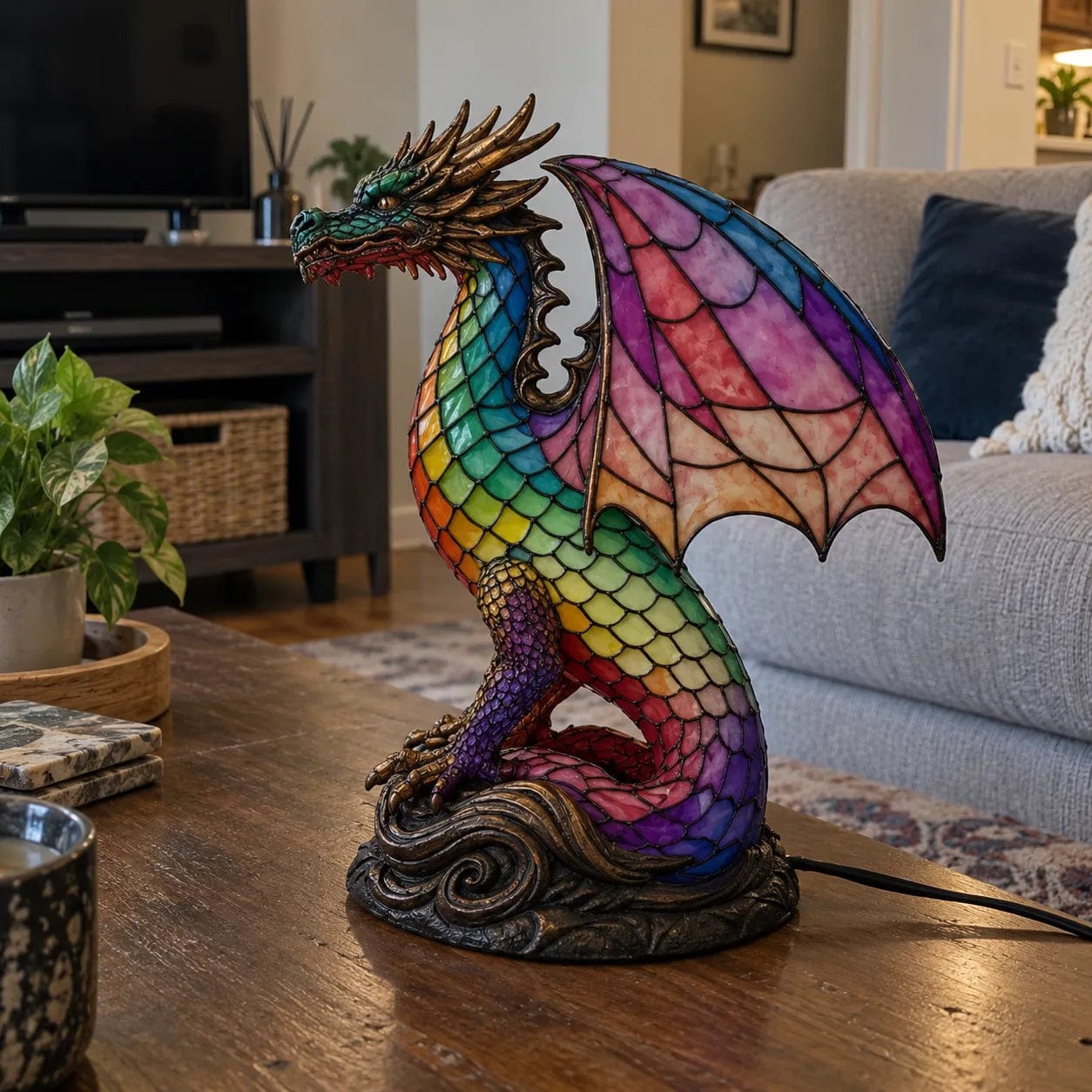 Customer photo review of Light Dragon - handmade lamp that makes hearts shine
