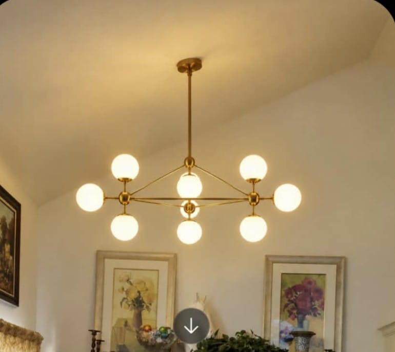 Customer photo review of (OpenBox) 10-Light Frosted Glass Globe Geometric Chandelier