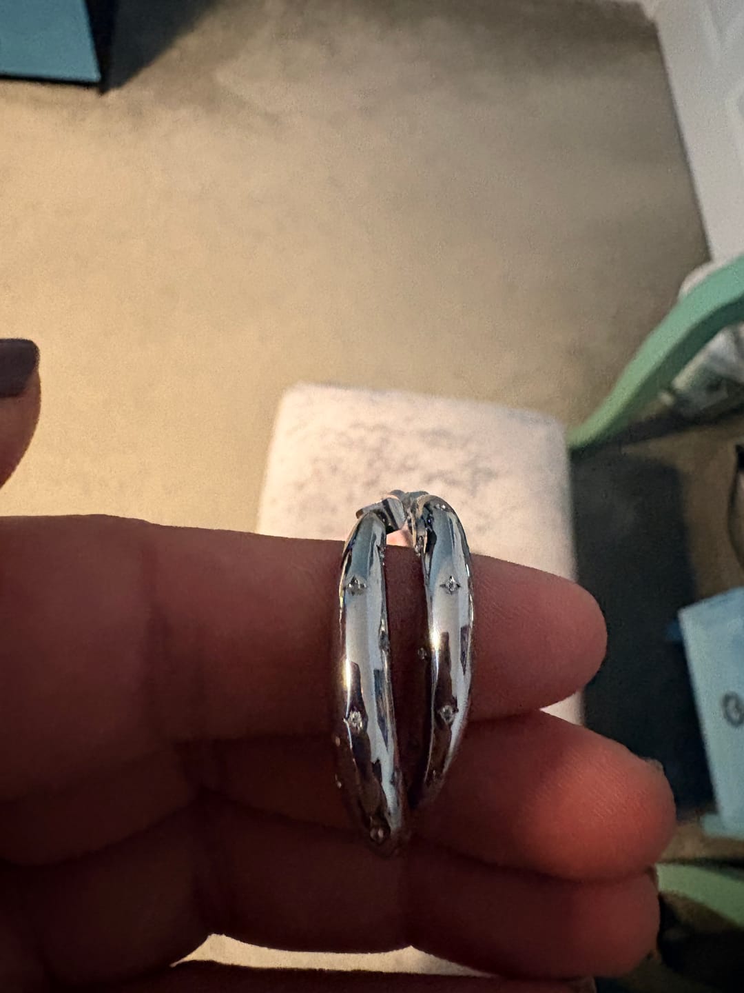 Customer photo review of Skye Silver Crystal Chunky Half-Hoop Earrings