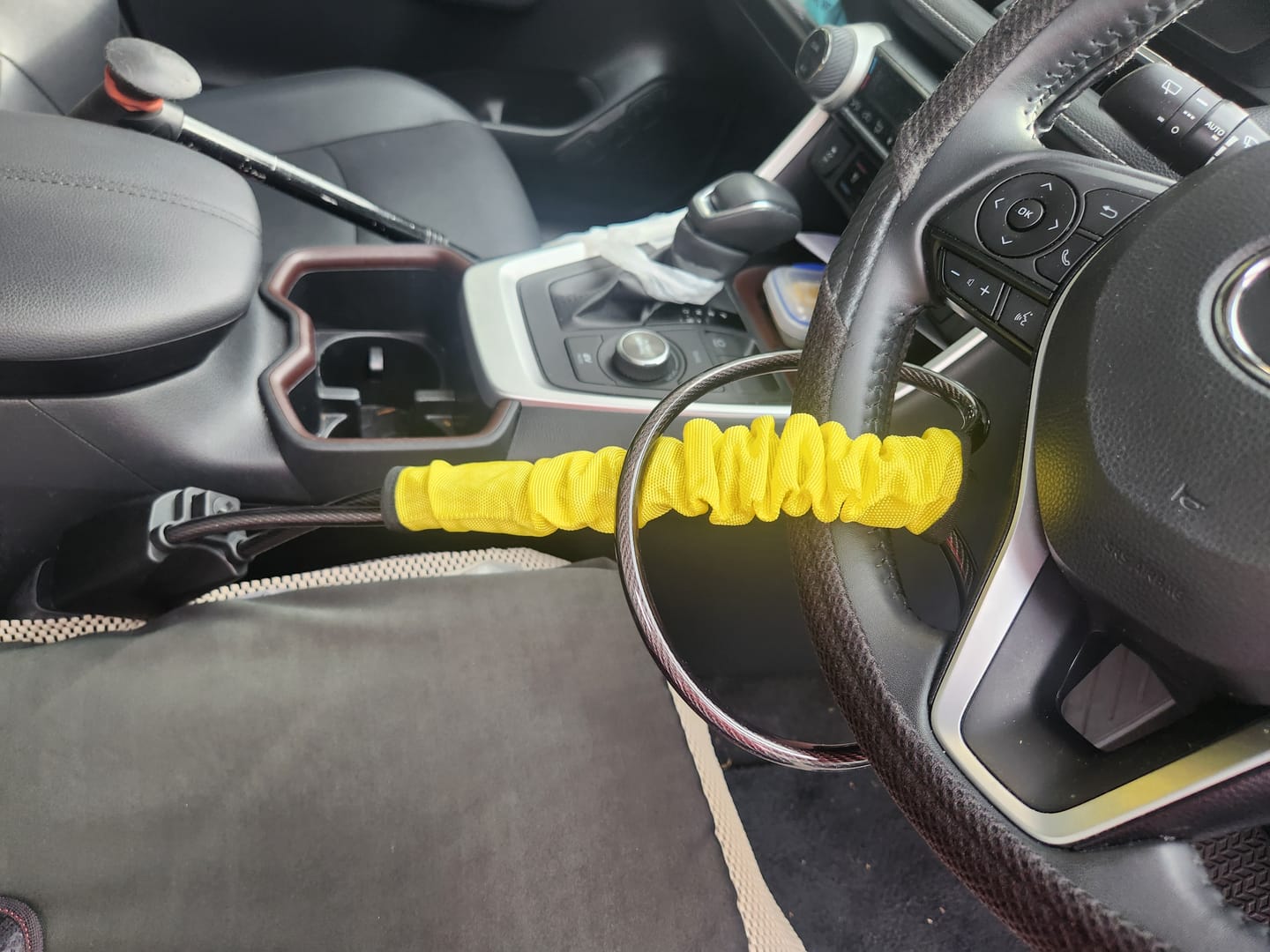 Customer photo review of Lock'd Car Defender — Visible Protection That Thieves Can't Ignore