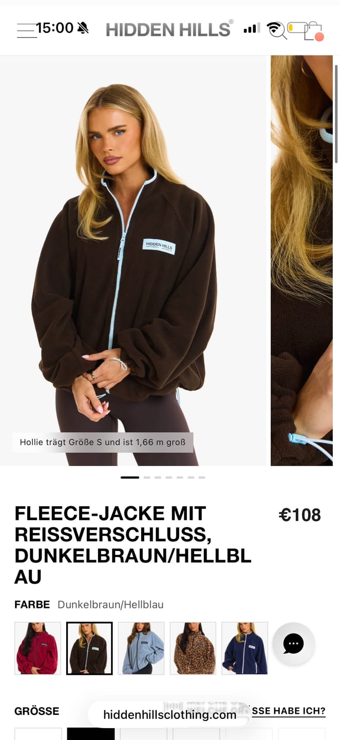 Customer photo review of FLEECE ZIP UP JACKET DARK BROWN/LIGHT BLUE