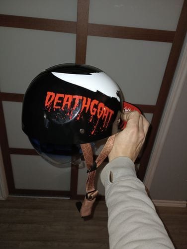 Customer photo review of Baseball Motorcycle Helmet Built-in Visor