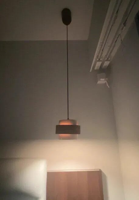 Customer photo review of Stone and Wood Cylinder Pendant Light