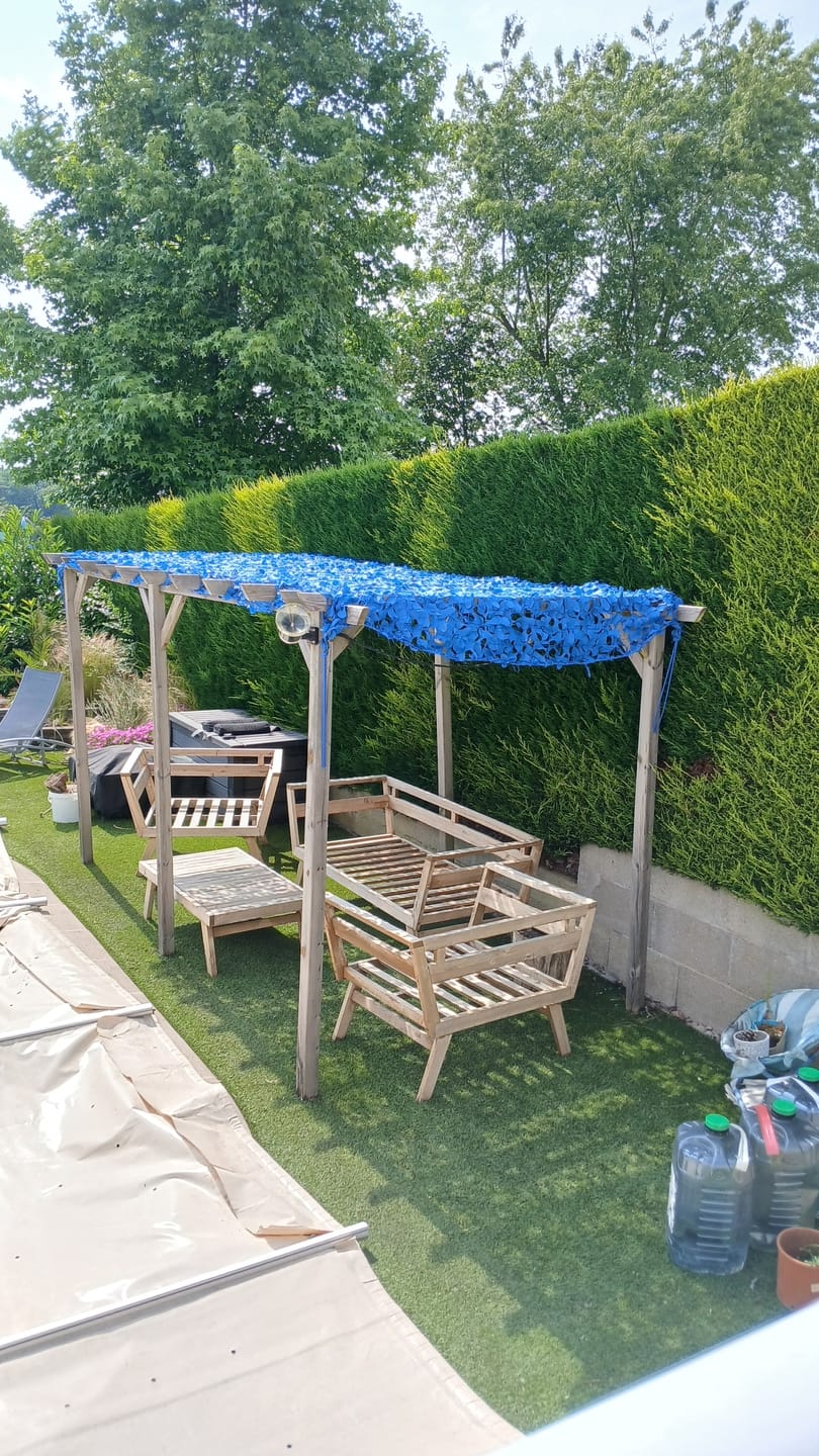 Photo de Nathalie P. : Voile d'ombrage camouflage bleu